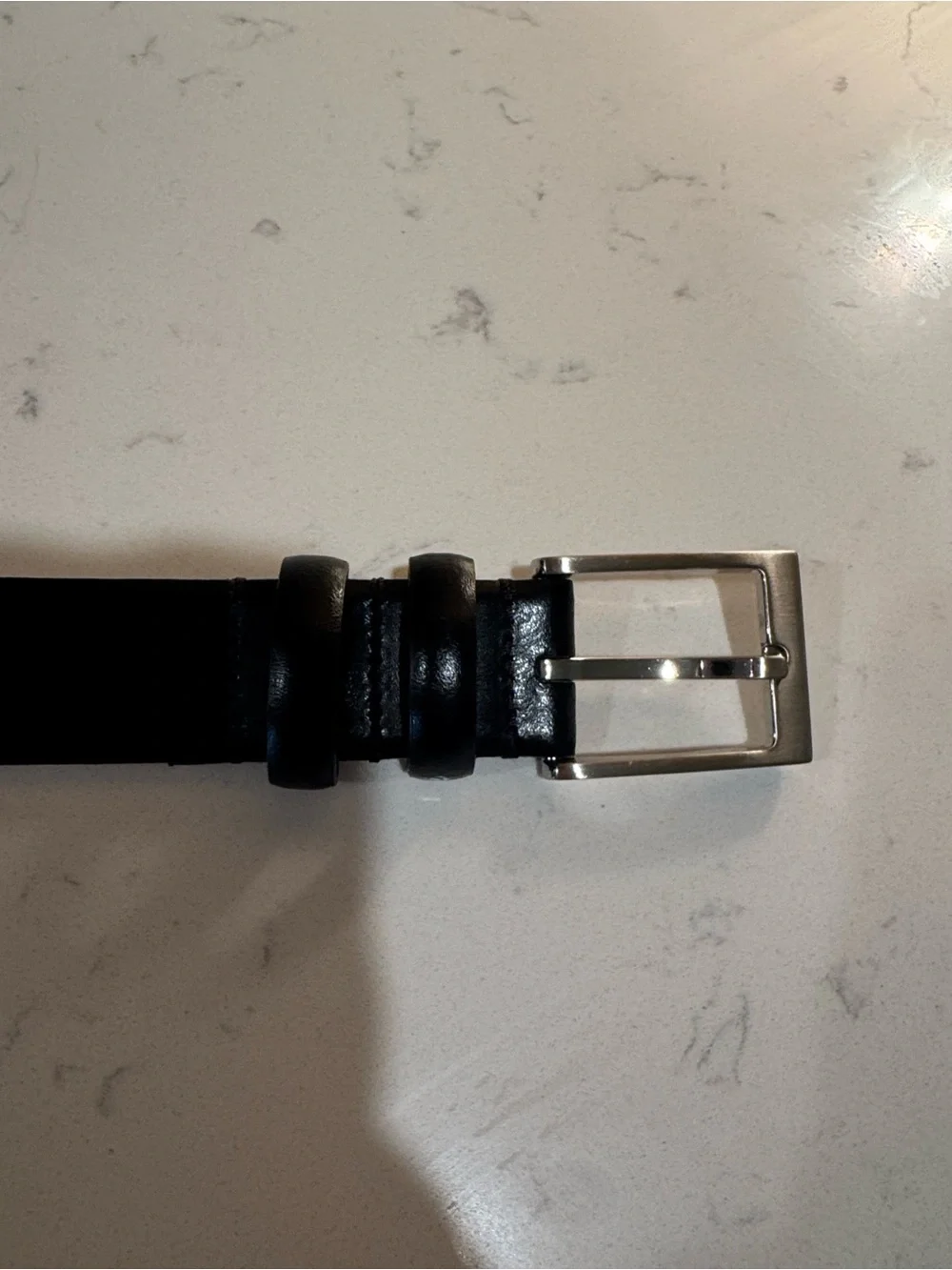 Classic Black Leather Belt with Silver Buckle - Unbranded